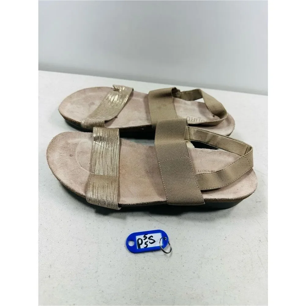 Munro American Pisces Strappy Sandals Womens 10W Casual Open Leather Gold